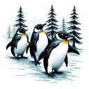 penguins pinetrees tattoo design idea