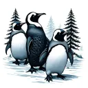 penguins pinetrees tattoo design idea