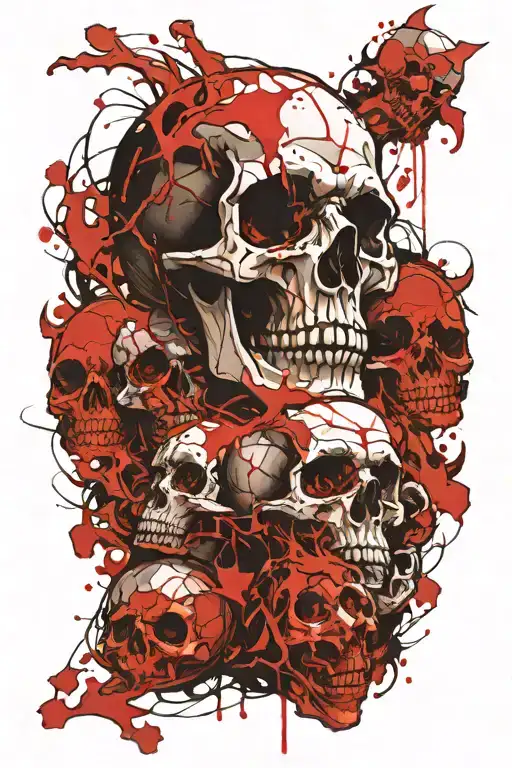 multiple floating ghost skull   tattoo design idea