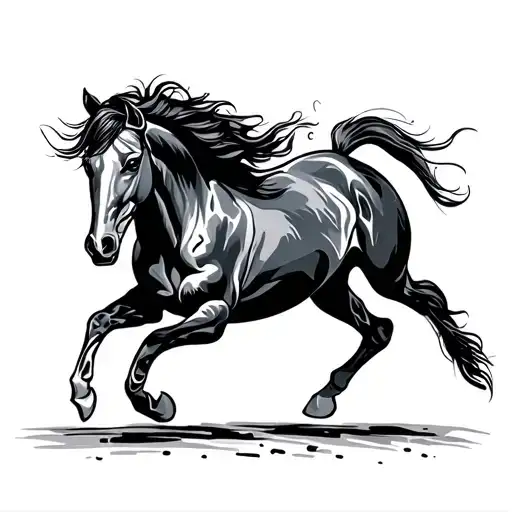 paint horse running tattoo design idea