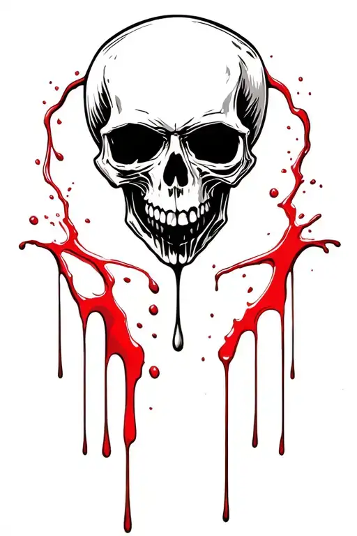 skull dripping blood red sand tattoo design idea