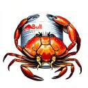 hermit crab with a crushed redbull can shell tattoo design idea
