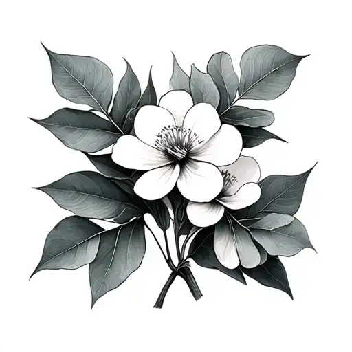 eucalyptus leaves with gumflowers tattoo design idea