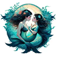 pisces mermaids forming tattoo design idea