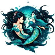 pisces mermaids forming tattoo design idea