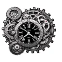 time piece mechanical gears tattoo design idea