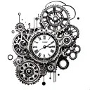 time piece mechanical gears tattoo design idea
