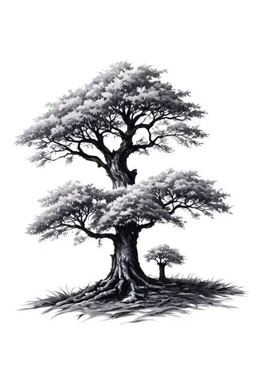Two Small Trees – one tall tree beside a smaller one, showing her sheltering presence. tattoo design idea