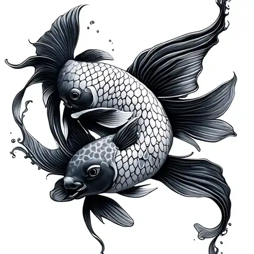 consellation of pisces with two koi fish tattoo design idea