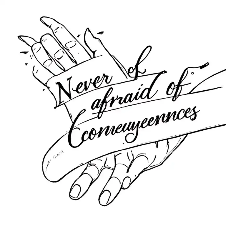 “never afraid of consequences” beautiful inscription on the wrist tattoo design idea