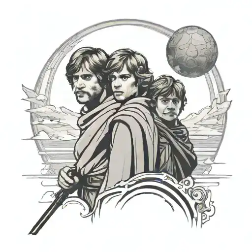 Luke Skywalker looking two binarie suns of tattoine tattoo design idea