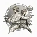 Luke Skywalker looking two binarie suns of tattoine tattoo design idea