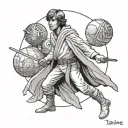Luke Skywalker looking two binarie suns of tattoine tattoo design idea