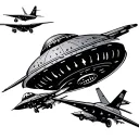 bomber jets attacking a ufo tattoo design idea