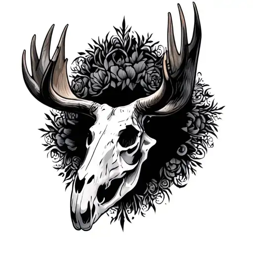 moose skull tattoo design idea