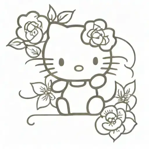 hello Kitty  flores tattoo design idea