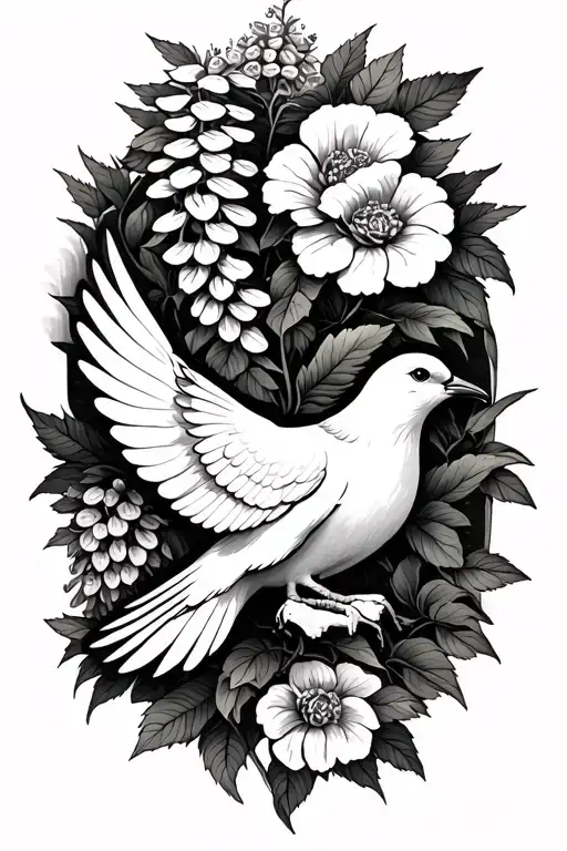 dove and hyssop tattoo design idea