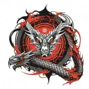 dragon ouroboros, in the middle there is a voluminous wegwesir tattoo design idea