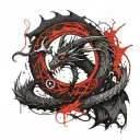 dragon ouroboros, in the middle there is a voluminous wegwesir tattoo design idea