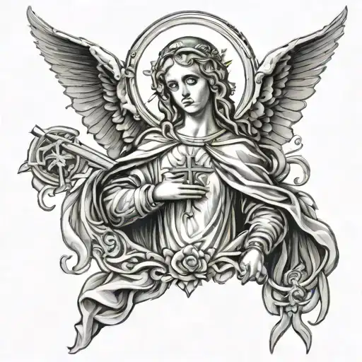 Steve tatto design. catholic idea. blessed mother. st. Michael. cross and more  tattoo design idea