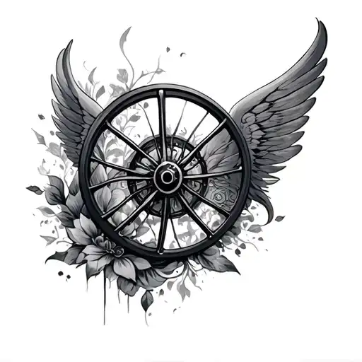 wheel with wings tattoo design idea