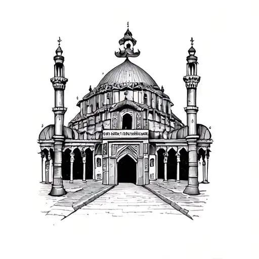 Alhambra Spain tattoo, very thin online, no details, interior half of the forearm tattoo design idea