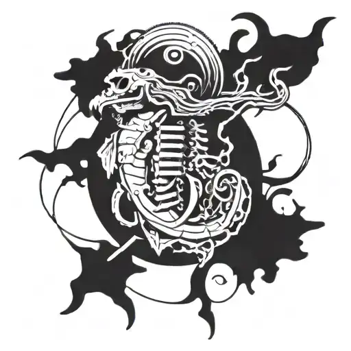 Combine the imagery of a marine mortarman with elements of music and the band Deftones tattoo design idea