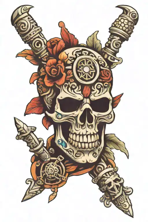 mayan skull tattoo design idea