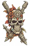mayan skull tattoo design idea