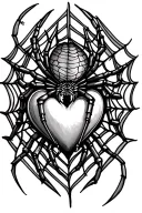 spider and webs with heart tattoo design idea