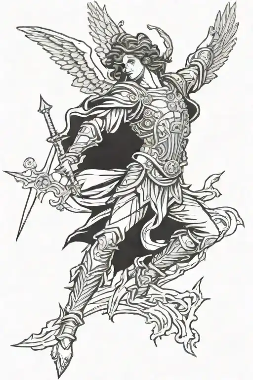 st micheal slaying the devil tattoo design idea