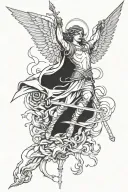 st micheal slaying the devil tattoo design idea
