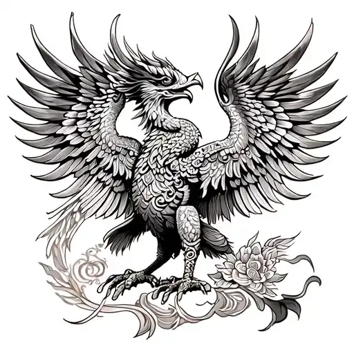 Thai Garuda respectable wise power protection tattoo design idea