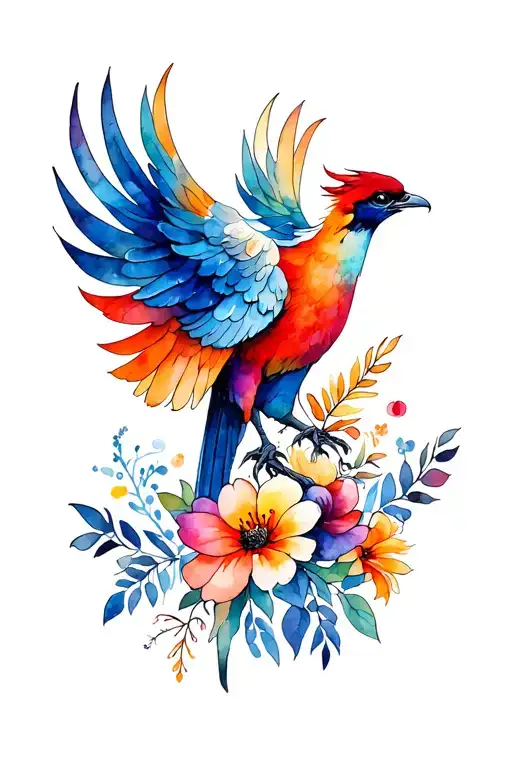 pheonix and September birth flower tattoo design idea