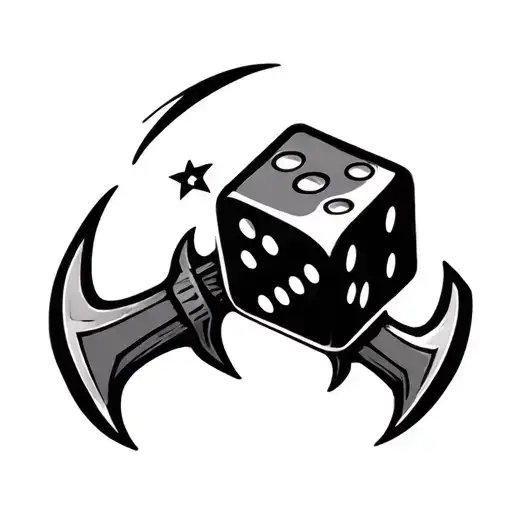 a  bisexual tattoo that has the d&d dice with two battle axes on it tattoo design idea