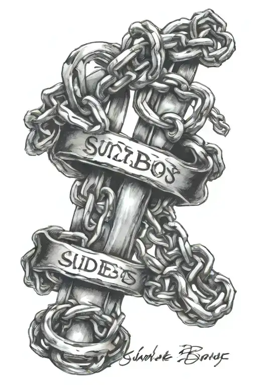 Suicideboys song name written "New chains, same shackles" tattoo design idea