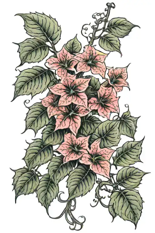 red poison ivy vines tattoo design idea