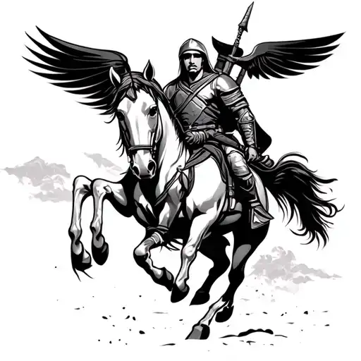 spartan on a war horse tattoo design idea