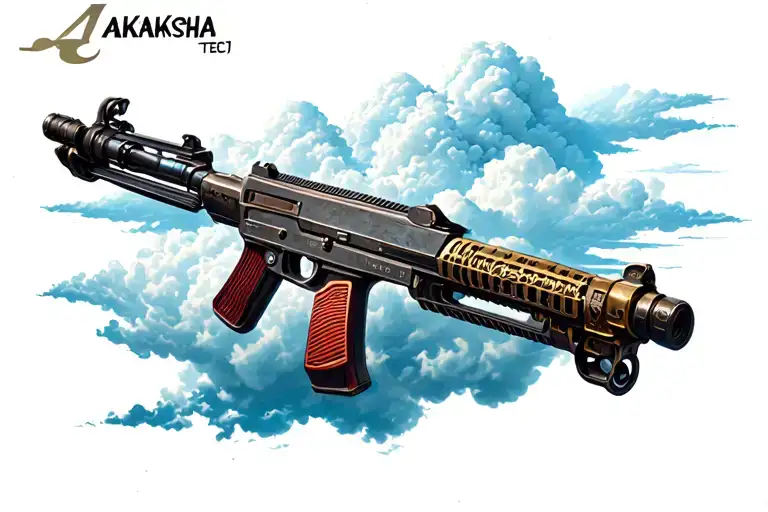 "Akanksha" tec 9 flying on clouds tattoo design idea