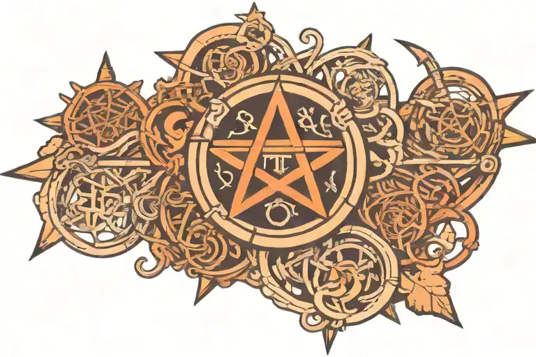 pagan symbols intertwined tattoo design idea