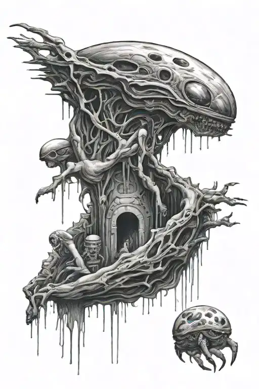  alien abduction human experiment nightmare black grey tattoo tattoo design idea