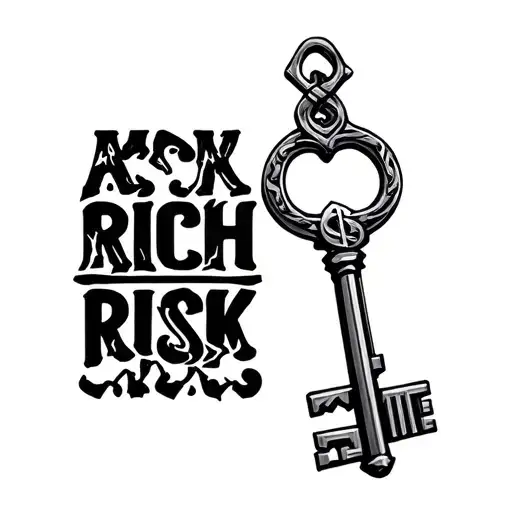 "Rich Risk" money key symbolizing the power tattoo design idea