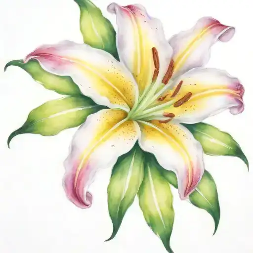 lily flower blooming tattoo design idea