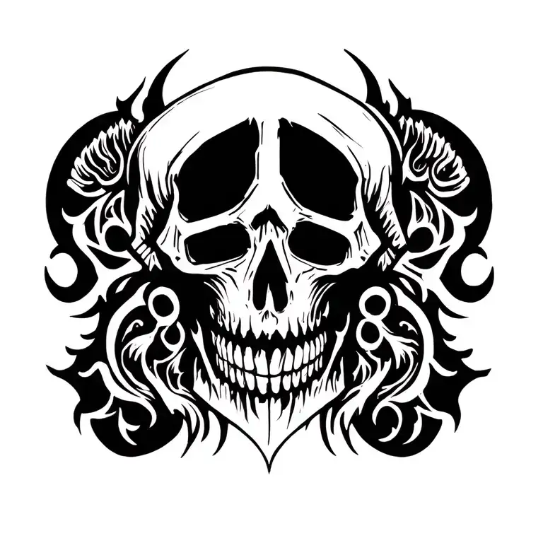 aztec skull, aztec tribal, smoke, death, strength inspired tattoo design idea