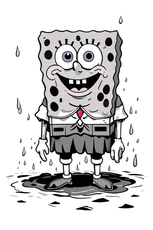 1. Dark themed SpongeBob. Have SpongeBob Dressed in his mermaid-man costume. Make the scene rainy. Almost spooky looking tattoo design idea