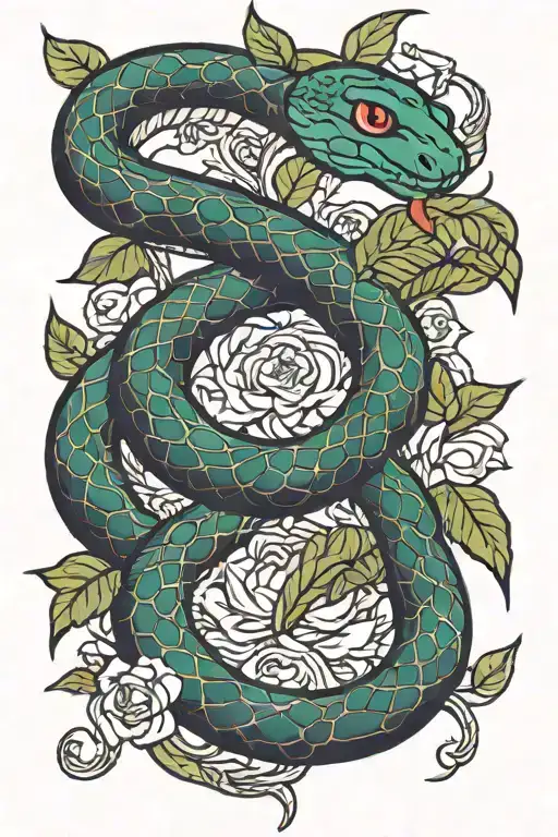 garden of eden snake tattoo design idea