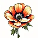 American Trad California poppy flower tattoo design idea