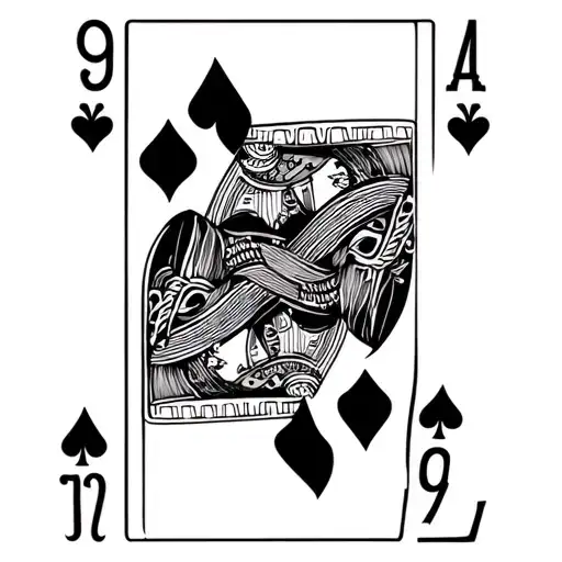 4 cards from a deck of cards, all pik, 9,10,2,4  tattoo design idea