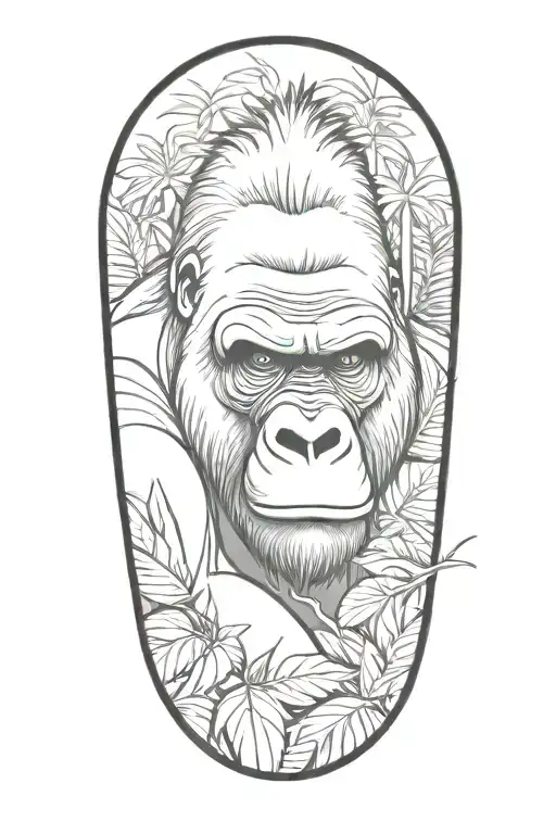 gorilla with jungle scene tattoo design idea