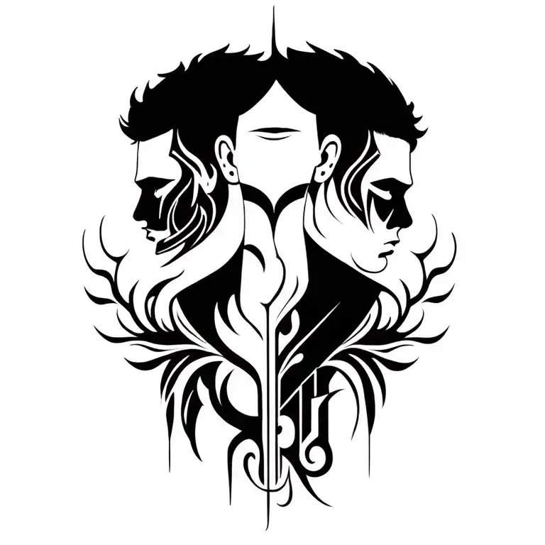 3 brothers bond music intertwined within tattoo design idea